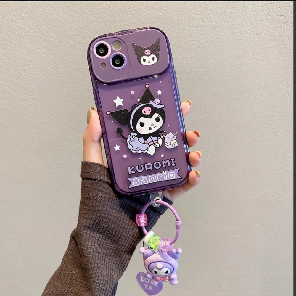 Case iPhone 11 Cartoon Protection Girly Cover Makeup Mirror Wrist Strap